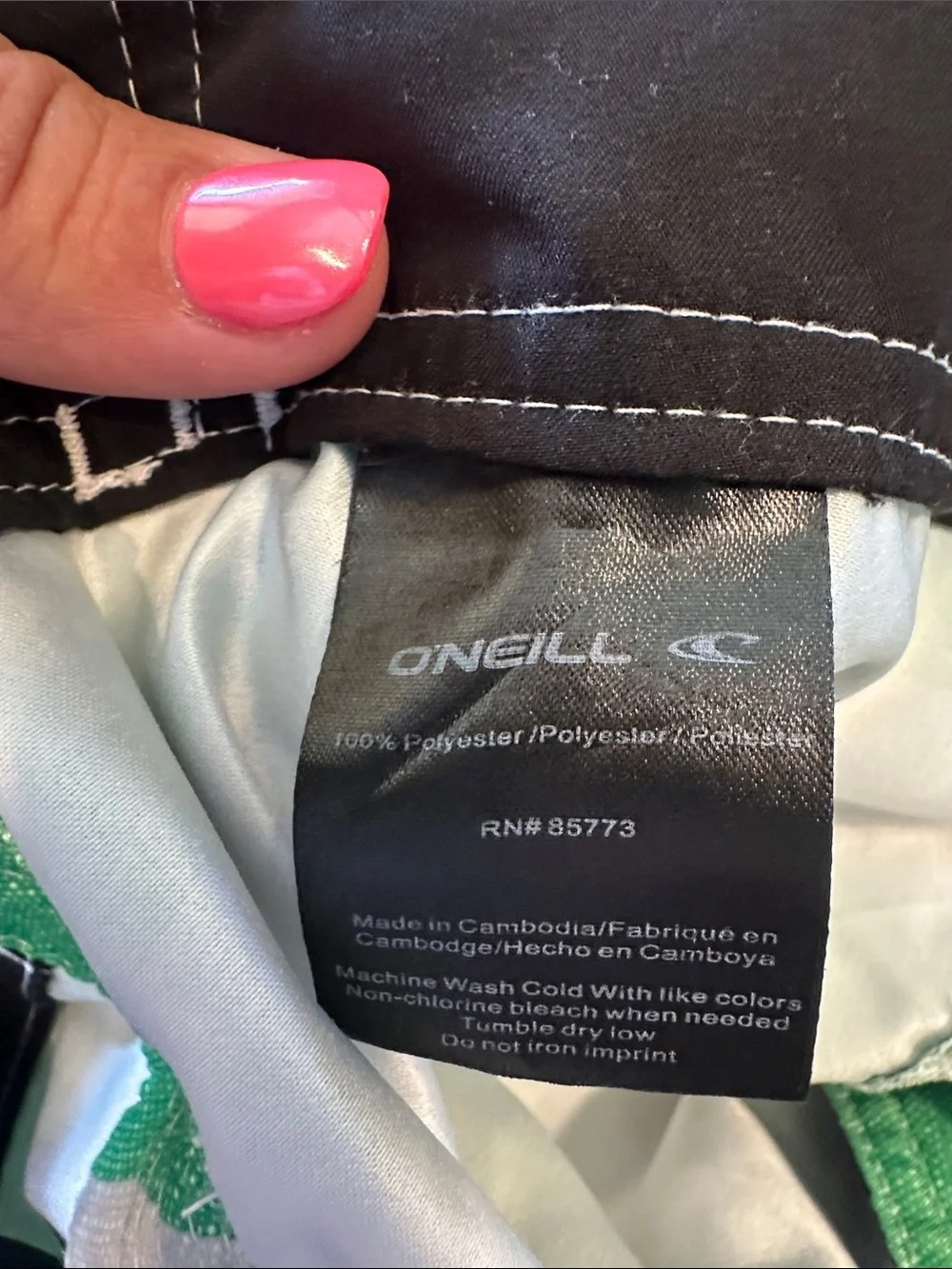 O'Neill Men's Green, Gray, Black & White Striped Board Shorts